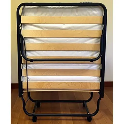 Lit d'appoint pliant 80x200 cm avec structure en métal robuste lit rabattable jusqu'à 120 kg avec memory foam matelas h. 11 cm, 80 x-3