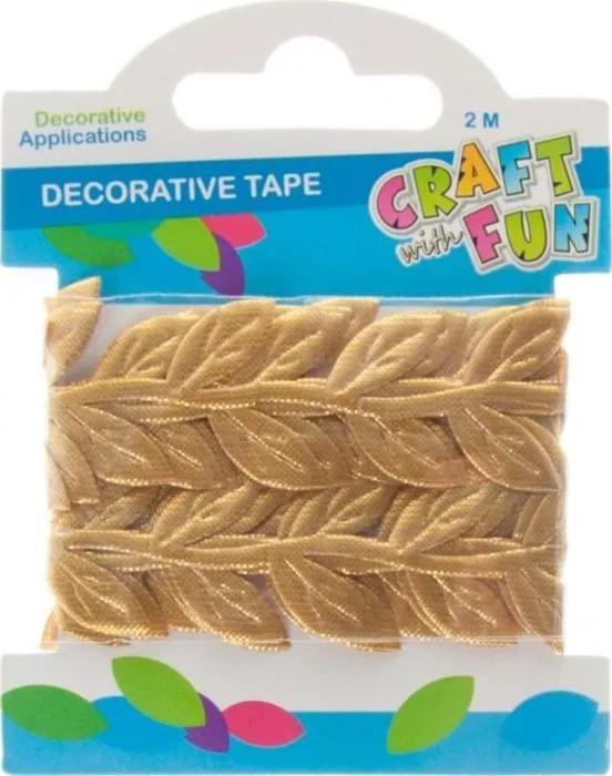 Tulle - noeud - ruban - ficelle Craft with fun - TASMA 1 - CF DECK DECORATION FEUILLES RUBAN 2M/2.5CM OR 12/288-0