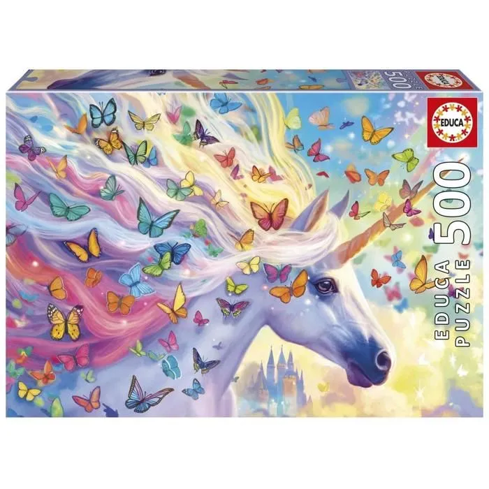 Puzzle 500 pièces : LICORNE ARC-EN-CIEL-0