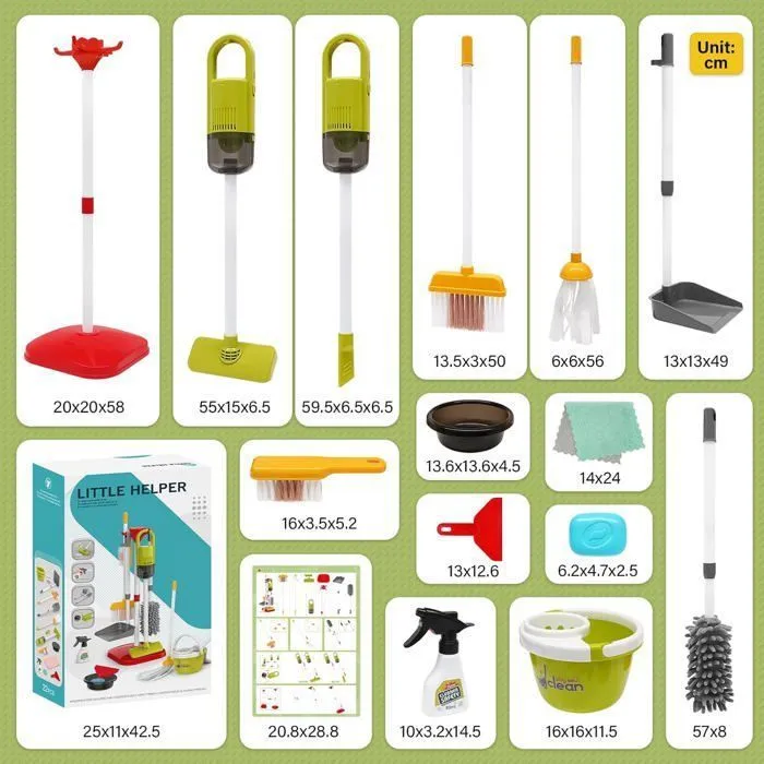 Aspirateur Enfant Qui Aspire Vraiment 14 Pices Kit Menage Enfant Aspirateur Enfant Jouet 15 56 cm Jouet pour part SOIN DE LA MAISON-3