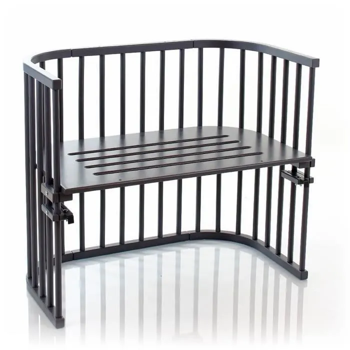 Berceau cododo BABYBAY Maxi - Laqué gris ardoise - Lit d'appoint - Hauteur réglable - Pour bébé-0