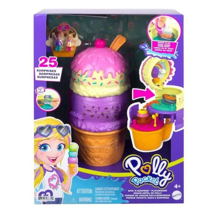 Polly Pocket - Coffret Multifacettes Glace, 3 niveaux et 25 accessoires surprise dont Polly et Lila - Mini-Poupée - Dès 4 ans-3
