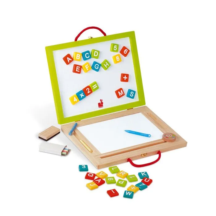 Tableau Magic 4 en 1 - JANOD - Dès 3 ans - Bois - 42 lettres et chiffres magnétiques-1