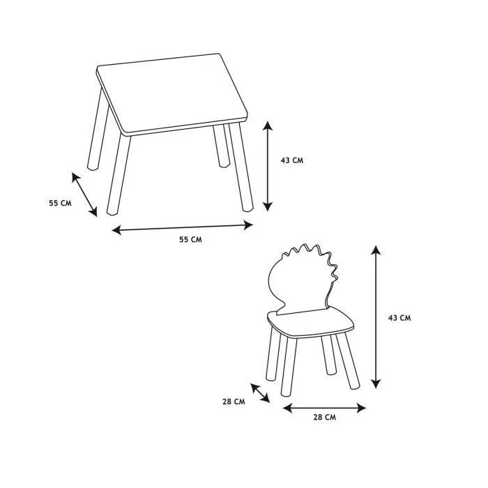 Table et 2 chaises Dino Bleu Home Deco Kids-2