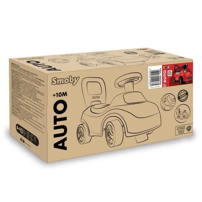 Smoby - Porteur enfant 2 en 1 - Auto Rouge - Coffre sous la selle + klaxon - Dès 10 mois - Fabrication française-4