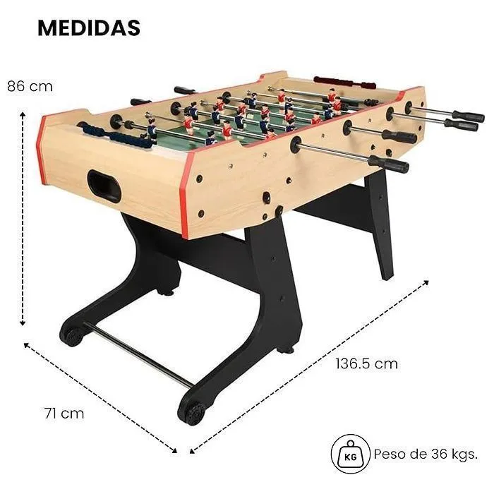 DEVESSPORT Baby-foot pliable : idéal pour les adultes et les enfants avec retour de balle et design compact  - MDF - 122 x 60.5 x 82-1
