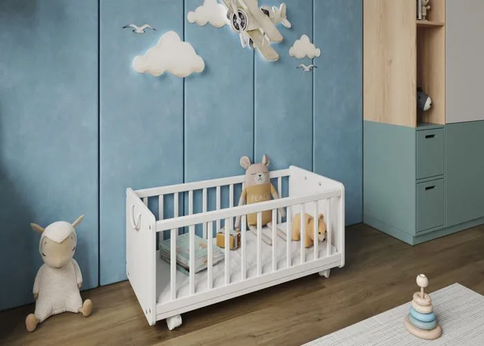 Multifonctionnel 6 en 1 Lit bébé cododo avec Matelas, roulettes 90x40cm Possibilité de Le Transformer en Coffre à Jouets, en Table-5