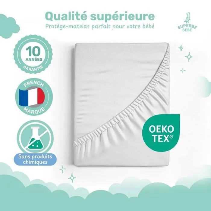 Protège matelas imperméable pour lit bébé - 70X140 | SUPERBE BEBE-4