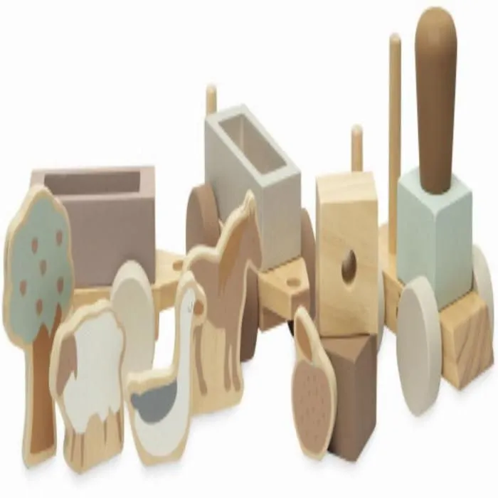 Jouet train en bois - Jollein - Ferme - Animaux de ferme - 100% FSC - 15x15x15 cm-3