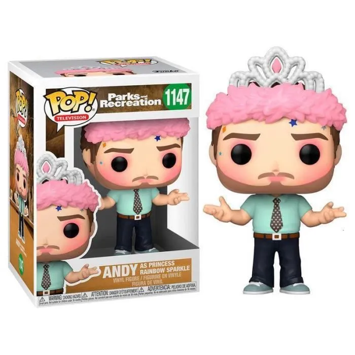 Figurine POP Parks and Rec Andy as Princess Rainbow Sparkle - FUNKO - 9cm - Noir - Intérieur - Adulte - Mixte-0