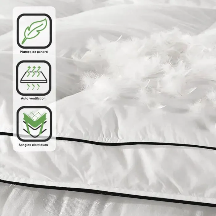 Surmatelas Plumes 90x190 by Sampur | 100% Plumes de Canard | Mi-Ferme et Moelleux | Épaisseur 8 cm-2
