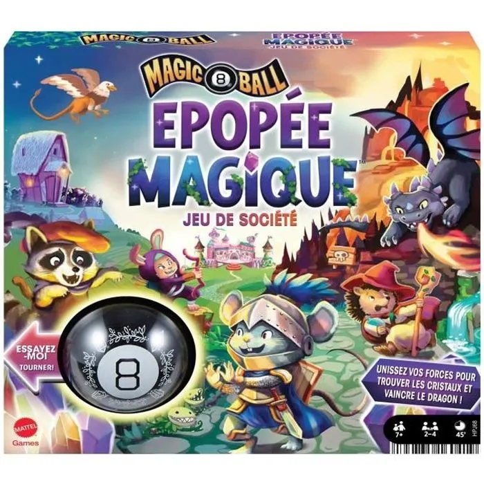Mattel Games - Magic 8 Ball Épopée Magique-Jeu de société pour toute la famille HPJ68-0