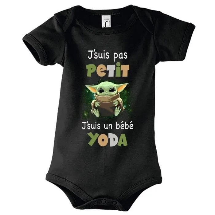 Body bébé Yoda Petit Garçon - Star Wars - 100% Coton - Blanc - Noir - Bébé - Garçon-0