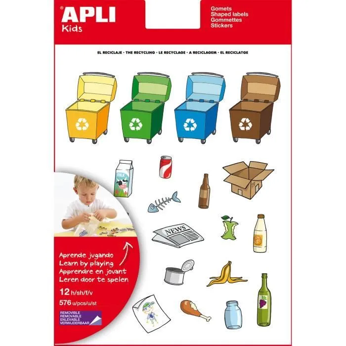 Gommettes recyclées - APLI - POCH 12F - Enfants - Mixte - Écologique-0