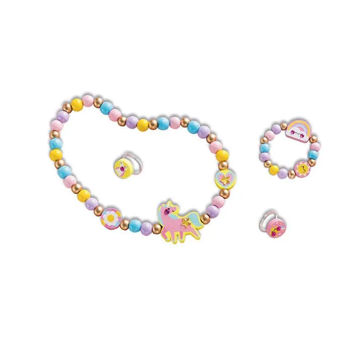 4 Bijoux en Bois à Créer Rainbow Land - Les Premiers Ateliers Bijoux - Création Bijoux DIY - Kit Loisir Créatif - Dès 4 ans-2