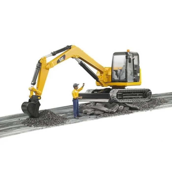 Mini pelleteuse CATERPILLAR BRUDER 2466 - Echelle 1:16 - 41 cm - Jaune-2