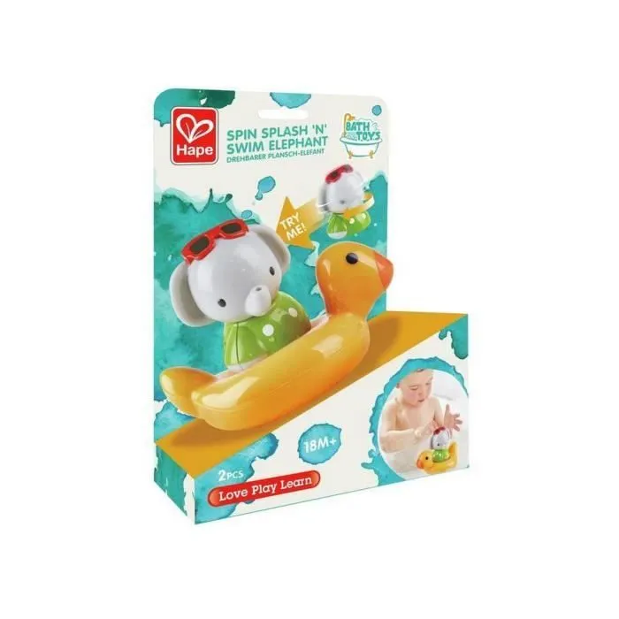 Jouet de bain - HAPE - Eléphant Nageur et sa bouée - Pour bébé - En plastique - 2 pièces-0