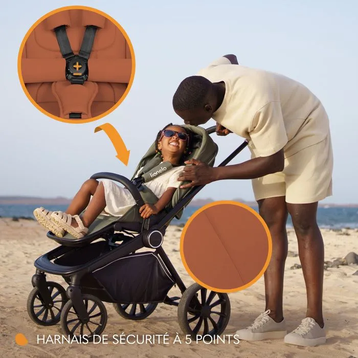 Poussette combinée 2en1 LIONELO Mika Plus - Naissance jusqu'à 22kg - Pack poussette Duo, Nacelle, sac et accessoires - Marron-1