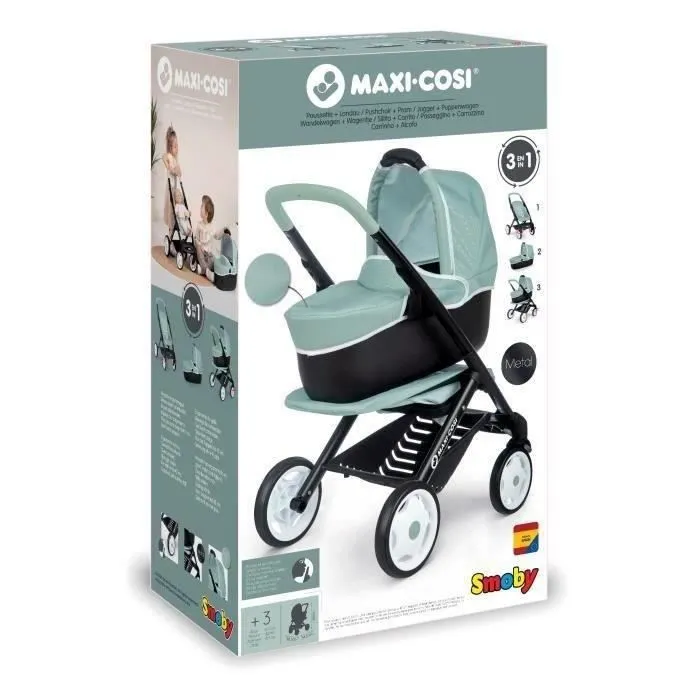 Poussette Maxi-Cosi 3 en 1 - Smoby - Nacelle amovible - Roues multidirectionnelles-1