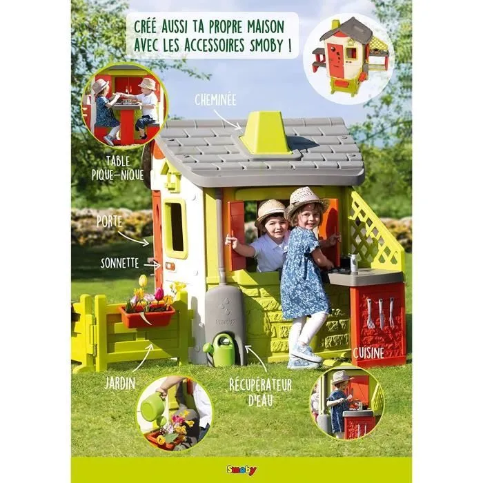 SMOBY Maison Neo Jura Lodge - Anti-UV - 115,4x12,3x132 cm - Possibilité d’ajouter de nombreux accessoires - Fabriqué en France-4
