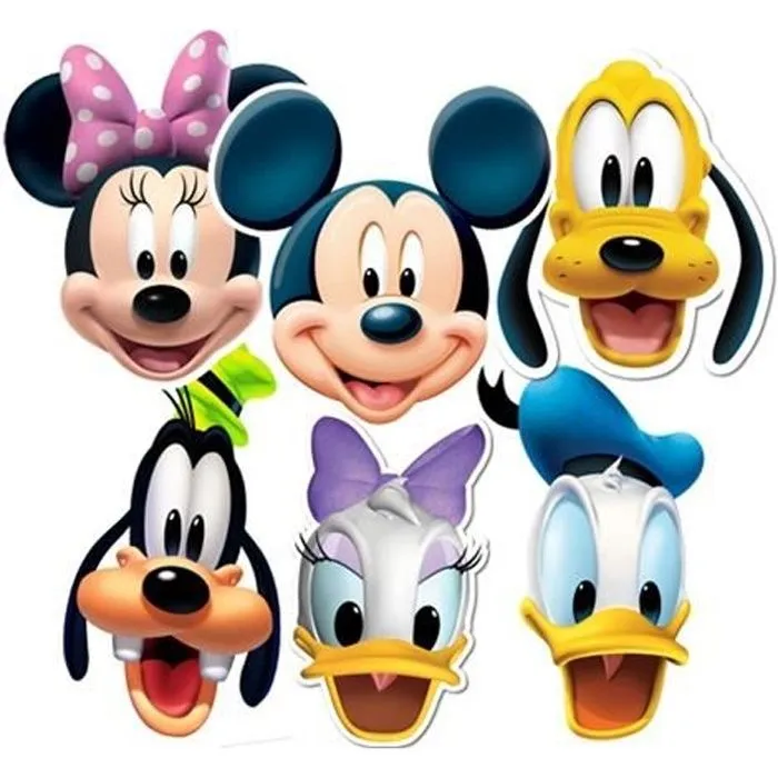 Lot de 6 Masques Mickey et ses amis Disney - Enfant - Noir - 100% licence Disney-0