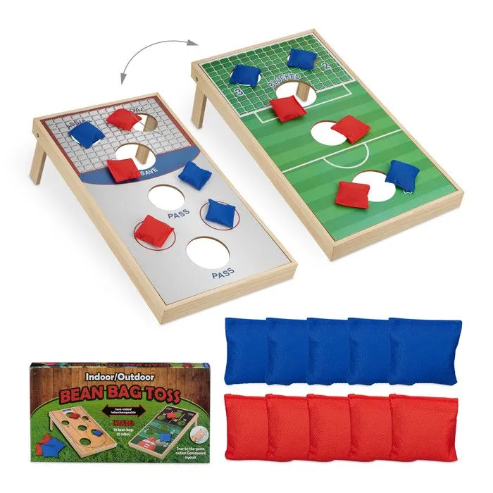 Relaxdays Jeu de lancer Cornhole, dimensions : 18 x 29 x 58 cm, 10 sacs à lancer, intérieur et extérieur. multicolore-0