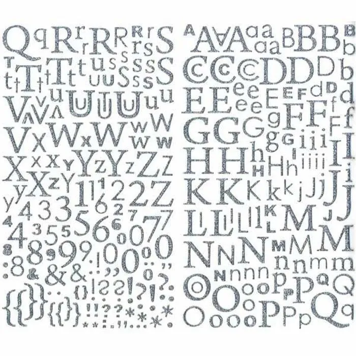 600 stickers alphabets autocollants paillettes argentées-0