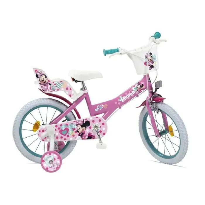Vélo Enfant - Disney - Minnie - 14 Pouces - Rose - Siège et Guidon Réglables-0
