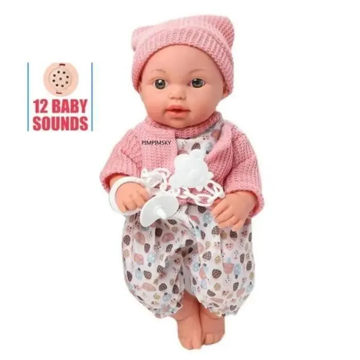 Poupon Poupee bebe 12 pouces interactive silicone Doll nouveau-ne enfant Mignonne Jouet playmate Cadeau-a11-0