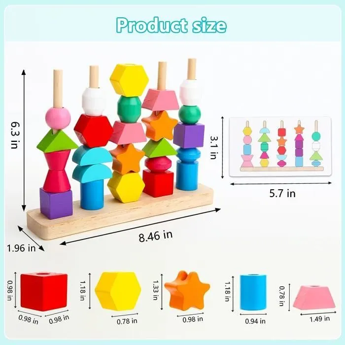 Jouet Enfant 2 3 4 5 Ans, 2 in 1 Jouet en Bois Jeux Montessori Jouet Fille Garcon 2-5 Ans Cadeau Jeux Enfants Éducatifs Jouet Bébé-3