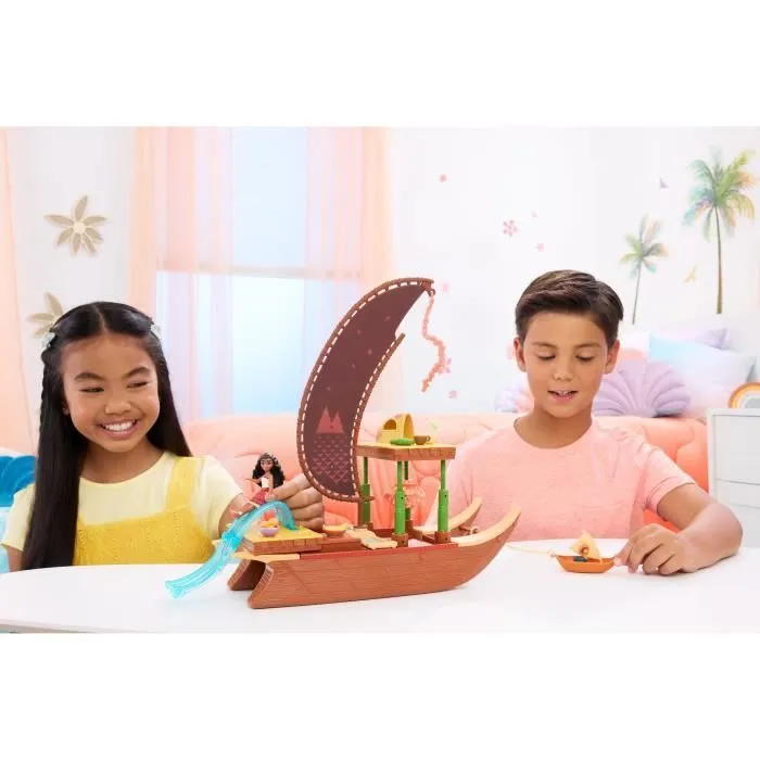 MATTEL Disney Vaiana 2 - La pirogue de Vaïana + 1 poupée Vaiana + HeiHei le poulet JBT78-6
