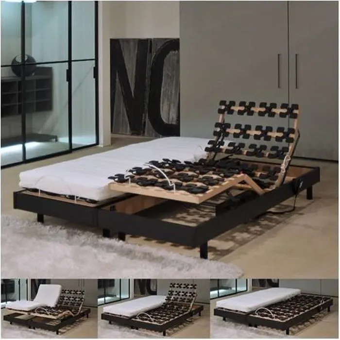 Ensemble 2 sommiers relaxation électrique FLEXPALACE 80X200 / Noir-0