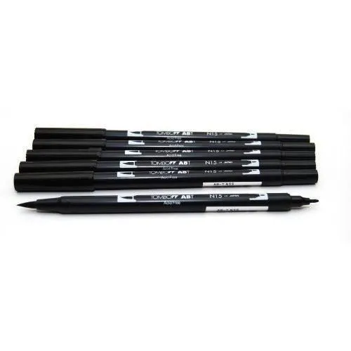 Feutre double pointe - Tombow - ABT - Noir - Lot de 6 - Fournitures de bureau-0