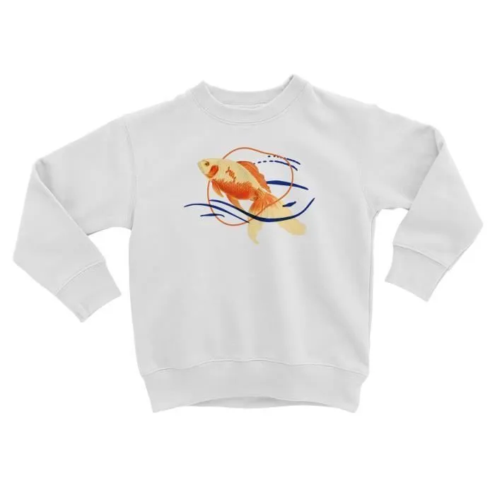 Sweatshirt Enfant Koi Poisson Minimaliste Carpe Biologie Illustration Ancienne-0