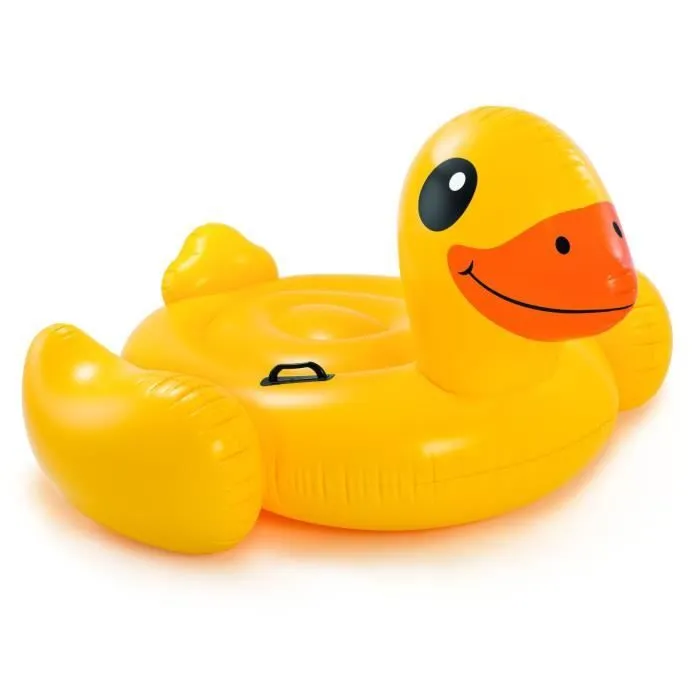 Bouée gonflable Canard Jaune à Chevaucher - INTEX - Jeux de Piscine - 2 poignées de maintien-1