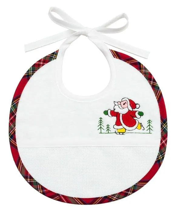 Bavoir Filet - AM569 - Pere Noel sur Patins Bavoir, Taille Unique Mixte bebe-0