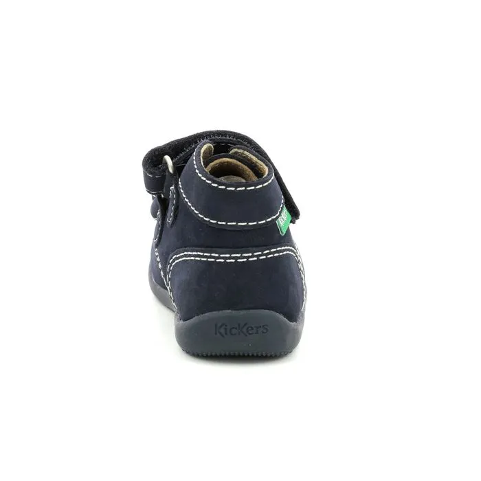 Bottillons - KICKERS - Bonkro-2 - Cuir - Bleu - Fermeture Scratch-2