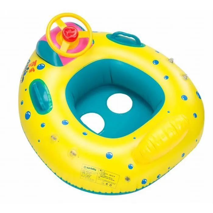 Bouée Bébé gonflable - SUN BABY - sun baby Bouee Bebe - toit pare-soleil amovible - volant rotatif - klaxon-0