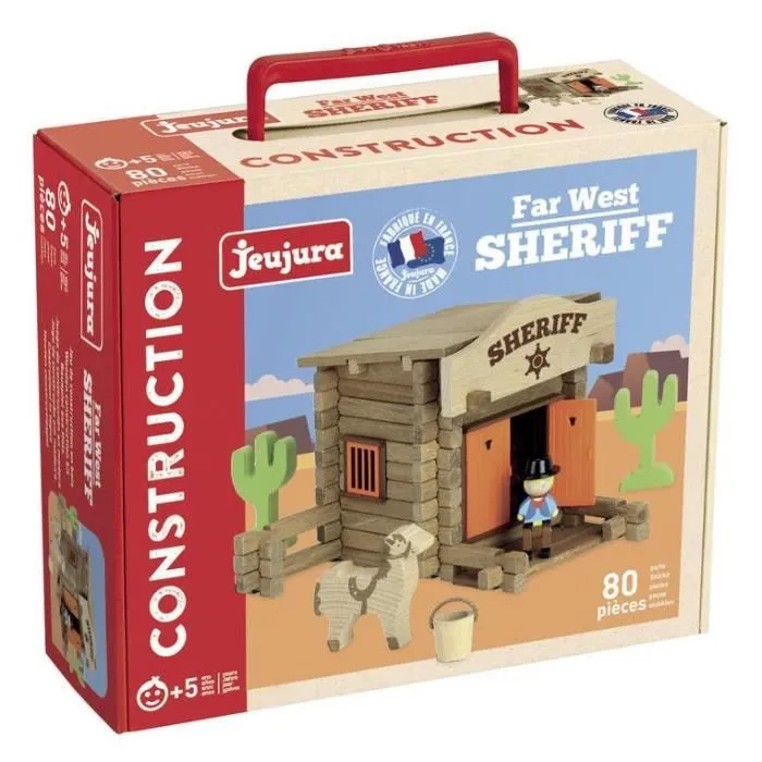 JEUJURA Far West Shérif - 80 pièces - Jeu de construction-0
