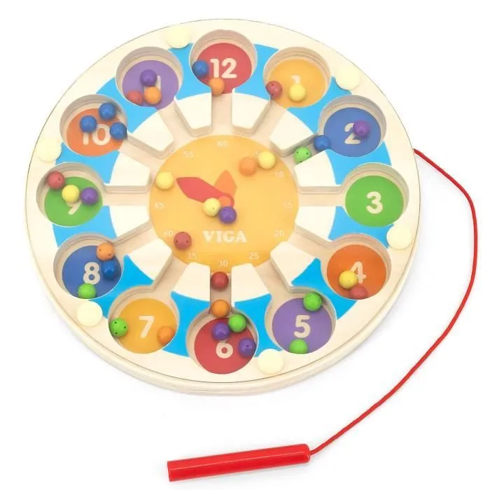 Viga Toys horloge de jeu magnétique junior 17,5 cm bois 3 parties-1