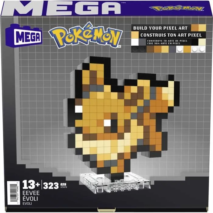 Mega-Pokémon-évoli-Coffret De Construction Rétro Pixel Art 323 Pièces - MEGA Pokémon - HTH78-1