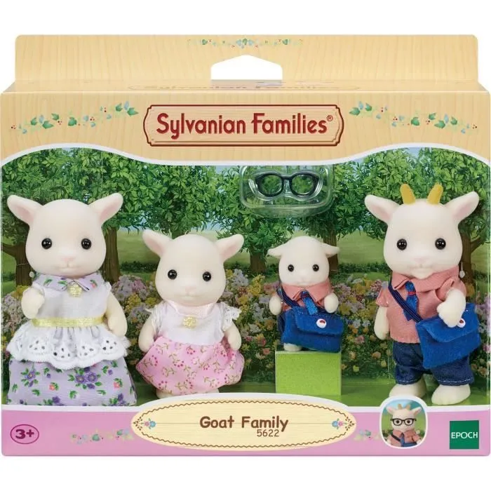 Figurines miniatures - SYLVANIAN FAMILIES - La famille Chèvre - 4 personnages articulés et habillés avec soin-0
