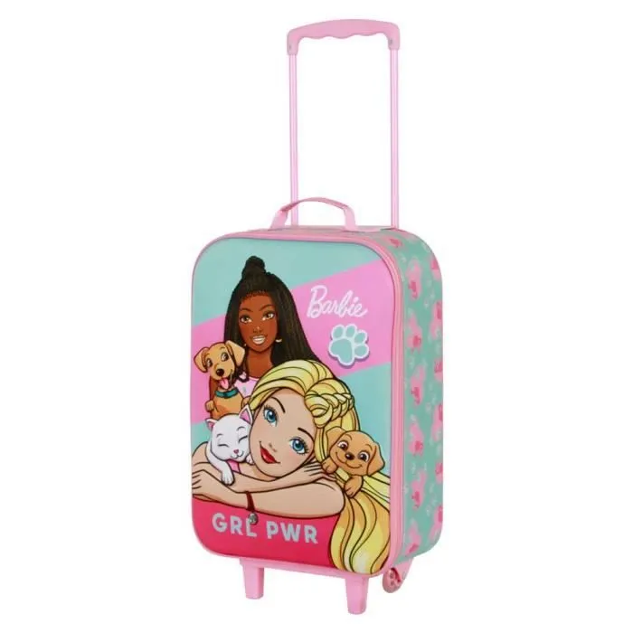 Valise Trolley Soft 3D - Barbie Pets - Rose - Semi-rigide - 2 roulettes - Taille Unique-0