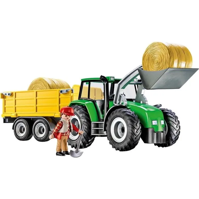 Jeu de construction - PLAYMOBIL - Tracteur avec remorque - 1 figurine - Accessoires inclus - À partir de 3 ans-3