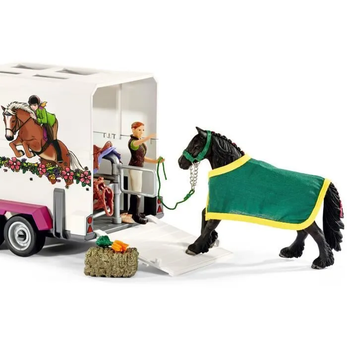 Pick-up avec remorque pour cheval, coffret figurines schleich avec 38 éléments dont 1 cheval inclus, Schleich 42346 Horse Club-7