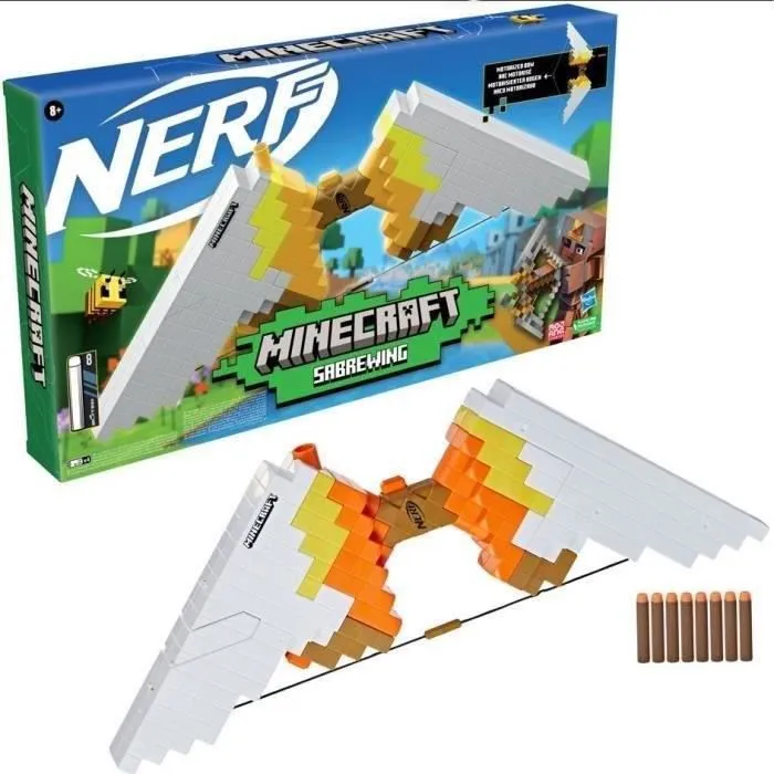 Arc motorisé Nerf Minecraft Sabrewing - 8 fléchettes - Inspiré de Minecraft-2