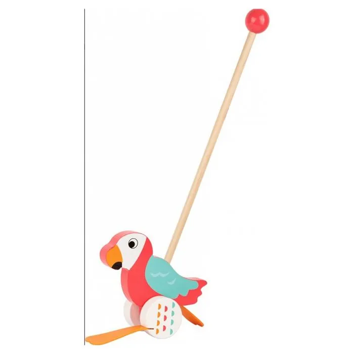 Jouet à pousser - Small Foot - Perroquet en bois - Pour enfant - Mixte-0