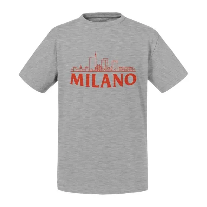 T-shirt Enfant Gris Milano Minimalist Milan Italie Voyage Mode-0