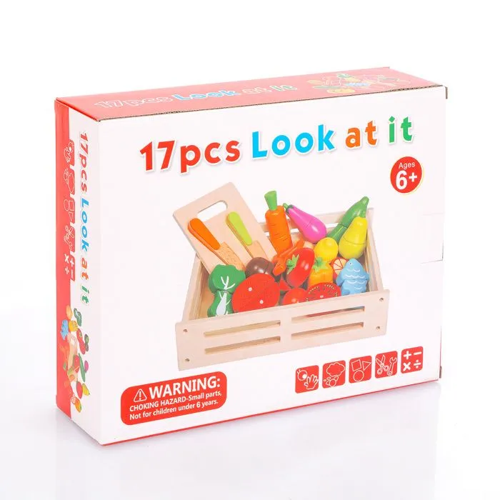 Ensemble XXL en Bois Fruits & Légumes à Découper – Jeu Magnétique Éducatif pour Enfants avec Accessoires et Caisse (KP8230)-5