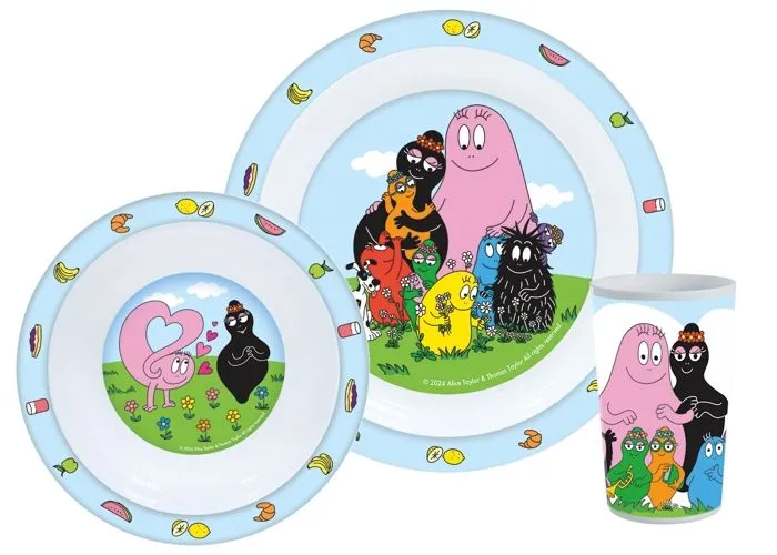 BARBAPAPA - Ensemble repas 3 pièces (assiette,bol, verre)-0